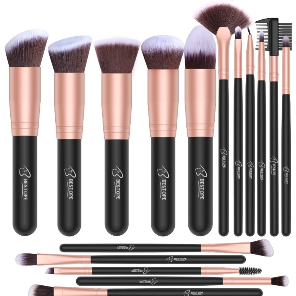 BESTOPE Makeup Brushes 16 piece Rose Gold